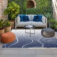 thumbnail image 2 of Blue Geometric Outdoor Rug for Patio/Deck/Porch, Non-Slip Large Area Rug 3 x 5 Ft, Modern White Stripe Abstract Distortion Art Indoor Outdoor Rugs Washable Area Rugs, Camping Rug Carpet Runner, 2 of 8
