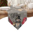 thumbnail image 4 of Table Runner Dresser Scarves Christmas Dwarf with Snowman Cotton Linen Burlap Table Cover Winter Snowflake on Grey Table Runners for Family Kitchen Dining Holiday Party Banquet Decor, 4 of 5