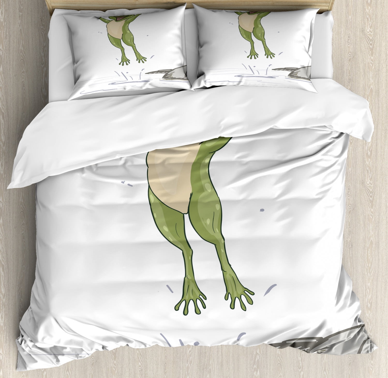 Frog King Size Duvet Cover Set Frog Jumping In Excitement In The