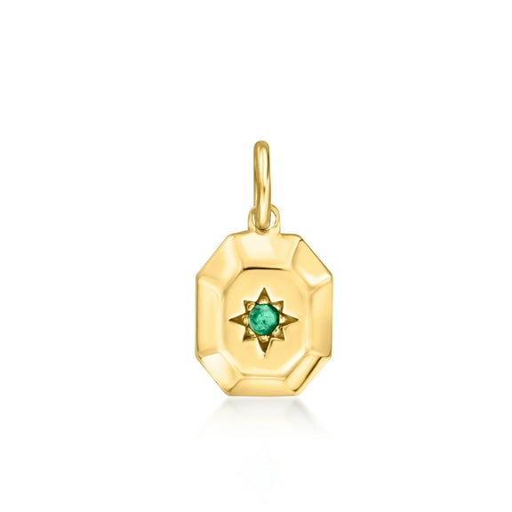 Pure Collection by Ross-Simons 14kt Yellow Gold North Star Charm With Single Emerald, Women's, Adult