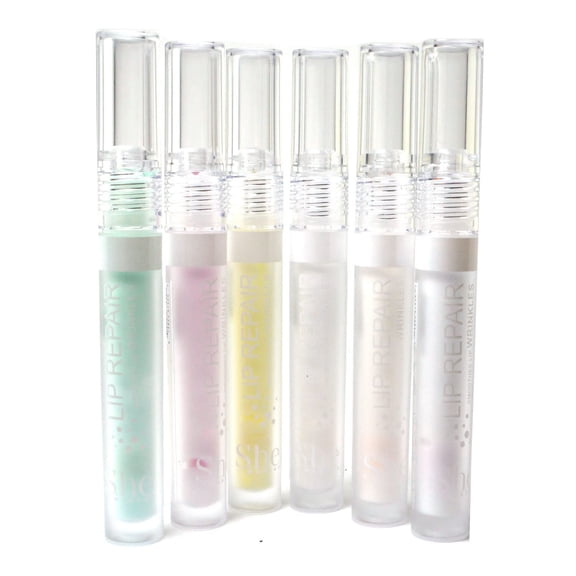 She Makeup 6 Pastel Sheer Lip Repair Smoothes Lip Wrinkles Cream Texture Gloss Lipgloss Glossy Healthy LP03 + Free Zipper Bag, Full Size