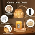 thumbnail image 3 of BN-LINK Fragrance Candle Warmer Lamp, Electric Flower Candle Warmer with Timer & Dimmer, Home Decor Wax Melt Warmer with 2 Bulbs, Gifts for Mom Women Friend Sister, Champagne, 3 of 6