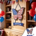 2 Pack Patriotic Wooden Welcome Sign Pendant, Round Red White Blue Star ...
