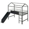 thumbnail image 5 of Harper & Bright Designs Twin Loft Bed with Slide Metal House Bed with Roof, Low Loft Bed with Writable Wooden Board for Boys Girls, Black, 5 of 12