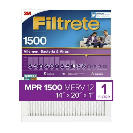 Filtrete 14x20x1 Air Filter MPR 1500 MERV 12 Allergen Bacteria and Virus 4 Filter