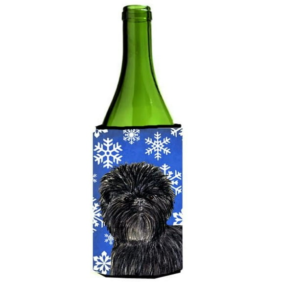 Affenpinscher Winter Snowflakes Holiday Wine bottle sleeve Hugger - 24 oz.