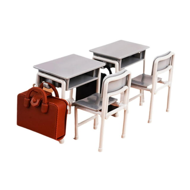 1/12 miniaturas muebles de muñecas muebles de aula paisajismo silla de mesa de la escuela conjunta de muebles de muñecas para la sala de estudio