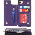 thumbnail image 5 of Crossbody Wallet Case for iPhone SE 3rd 2022/SE 2nd 2020 with Card Slot Holder,iPhone 7/8 Magnetic Flip Folio Purse Case,PU Leather Zipper Handbag with Detachable Lanyard Strap 4.7" (Purple), 5 of 16