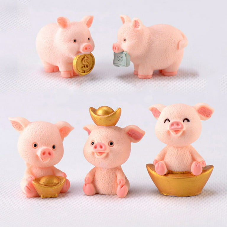  1 Inch Miniature Pig Desk Pet Figurine with Adoption