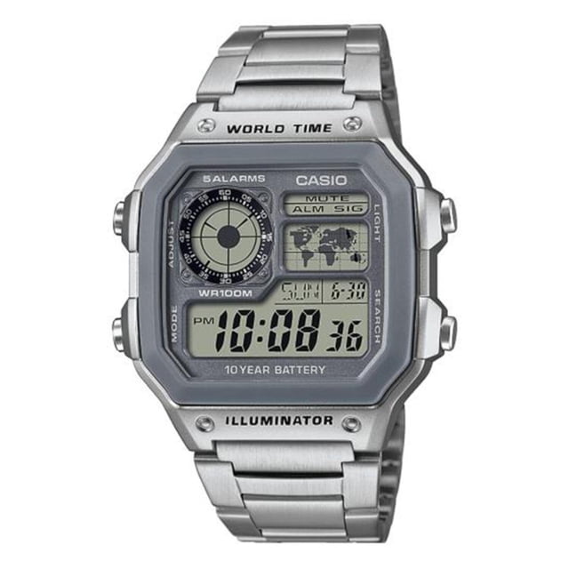 Reloj CASIO AE-1200WHD-7AVCF World Time 5 Alarmas-Acero plateado 45 mm Casio AE-1200WHD-7AVCF