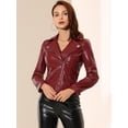 thumbnail image 3 of INSPIRE CHIC Veste en Cuir PU pour Femme à Fermeture Éclair devant, Col à Revers, Rouge G, 3 of 7