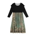 thumbnail image 5 of Abcomgle Girls Maxi Dresses 7-8 Casual Patchwork Ruffle Long Sleeve Maxi Dress Vintage Floral Print Crew Neck Sundresses Tiered Dresses with Pockets,9-10 Years Army Green, 5 of 5