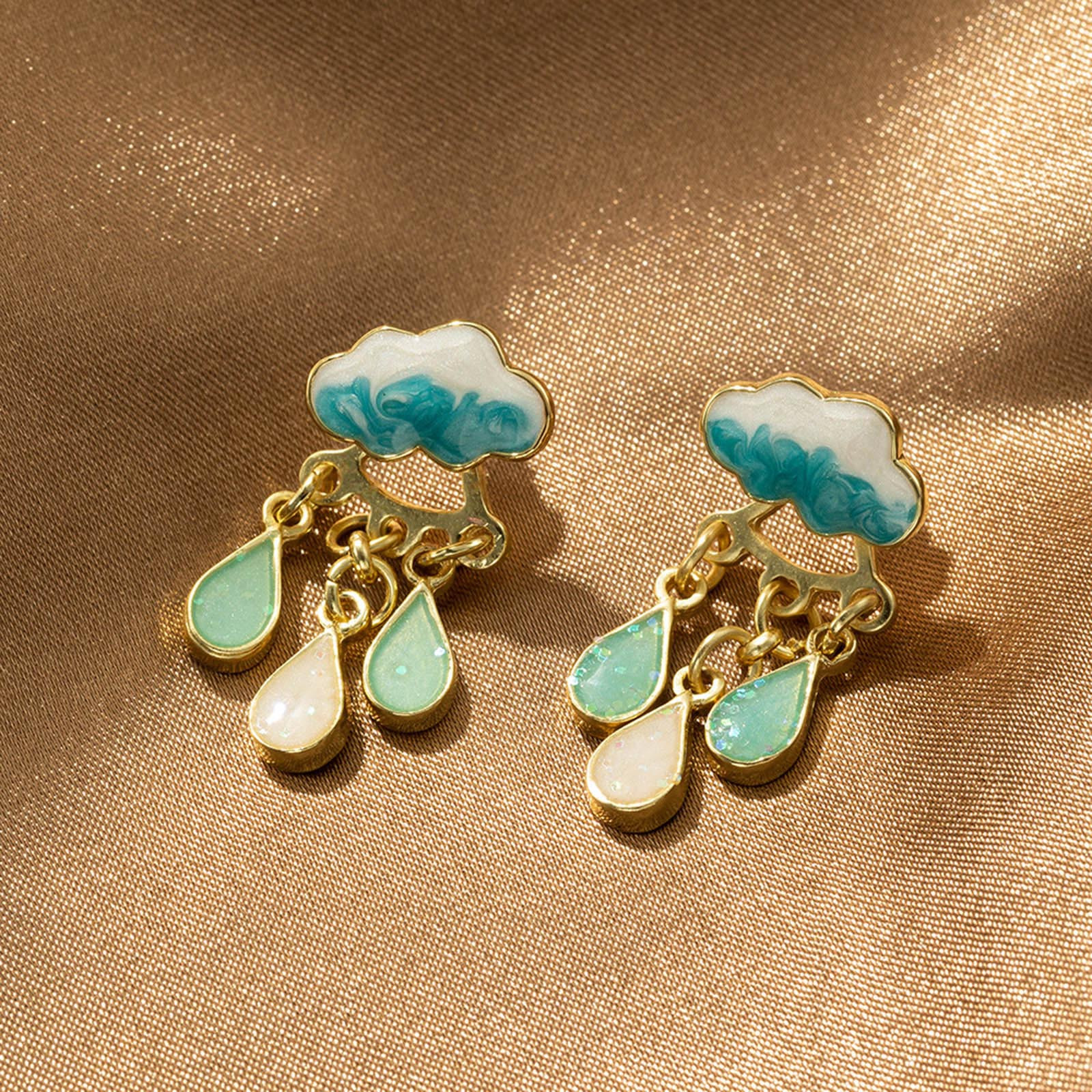 Kayannuo Christmas Clearance Rainy Day Cloud Earrings Cloud Rain Earrings Stud Earrings Advanced Cute Fresh Water Drop Earrings Jewelry Gifts For Women - image 3 of 6