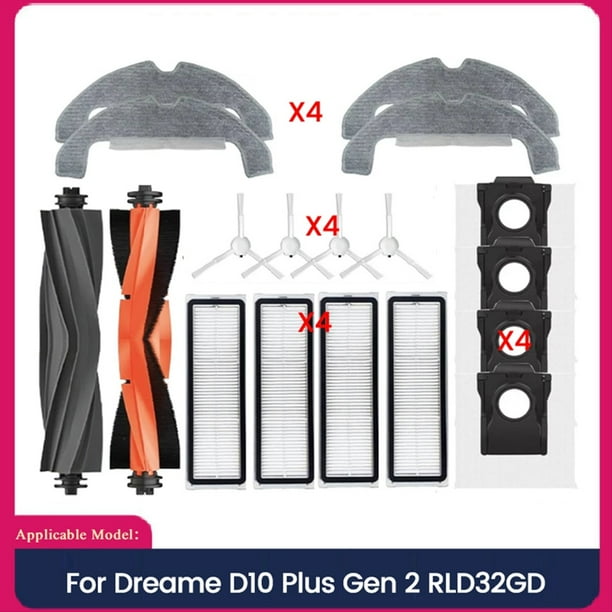 Repuestos para D10 Plus Gen 2/RLD32GD: Accesorio para Aspiradora, Cepillo Lateral Principal, Filtro, Bolsa para Polvo, Paño de Fregona.