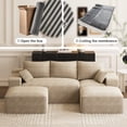 thumbnail image 4 of Wilayok 108" Oversized L-Shaped Sectional Sofa, Fluffy Corduroy Cloud Couch with 2 Ottomans, Plush Memory Foam Boneless Modular Sectional Couch for Living Room Small Space, Light Brown, 4 of 8