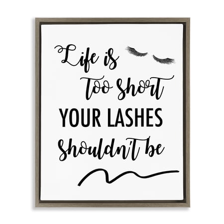 Stupell Industries Fun Lashes Phrase Beauty & Fashion Painting Brown Floater Framed Art Print Wall Art  17 x 21