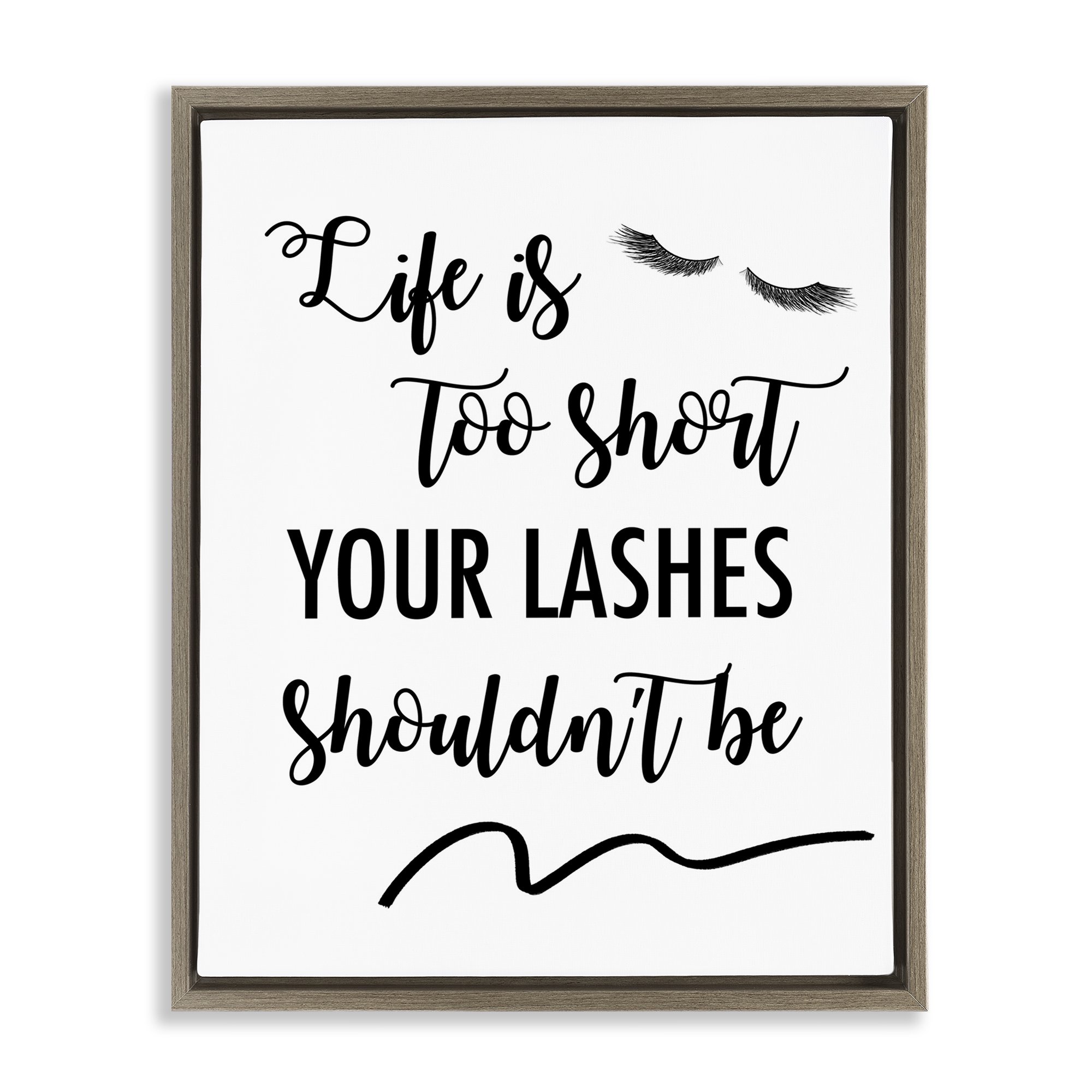 Stupell Industries Fun Lashes Phrase Beauty & Fashion Painting Brown Floater Framed Art Print Wall Art 17 x 21