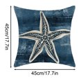 thumbnail image 2 of 45x45cm Single Sided Linen Throw Pillow Cover Blue Starfish Pattern Decorative Cushion Slipcover, 2 of 3