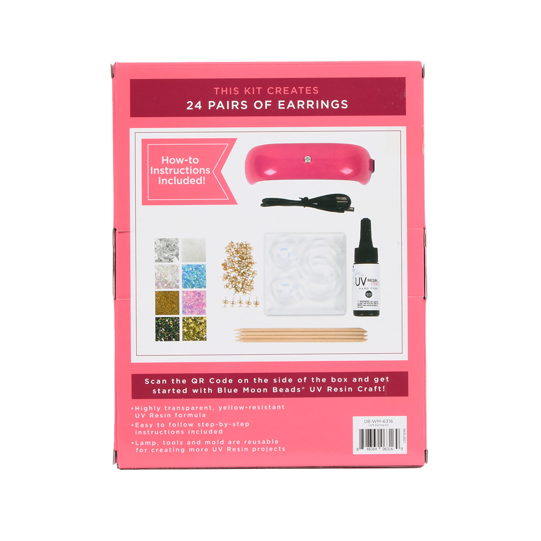 Blue Moon Beads UV Resin Hoop & Stud Earring Jewelry-Making Kit, Multi-Color