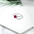 thumbnail image 5 of Gem Stone King 10K White Gold Red Created Ruby White Created Sapphire and White Diamond Accent 3-Stone Engagement Ring for Women (1.15 Cttw, Round 6MM, Gemstone July Birthstone, Size 7), 5 of 6