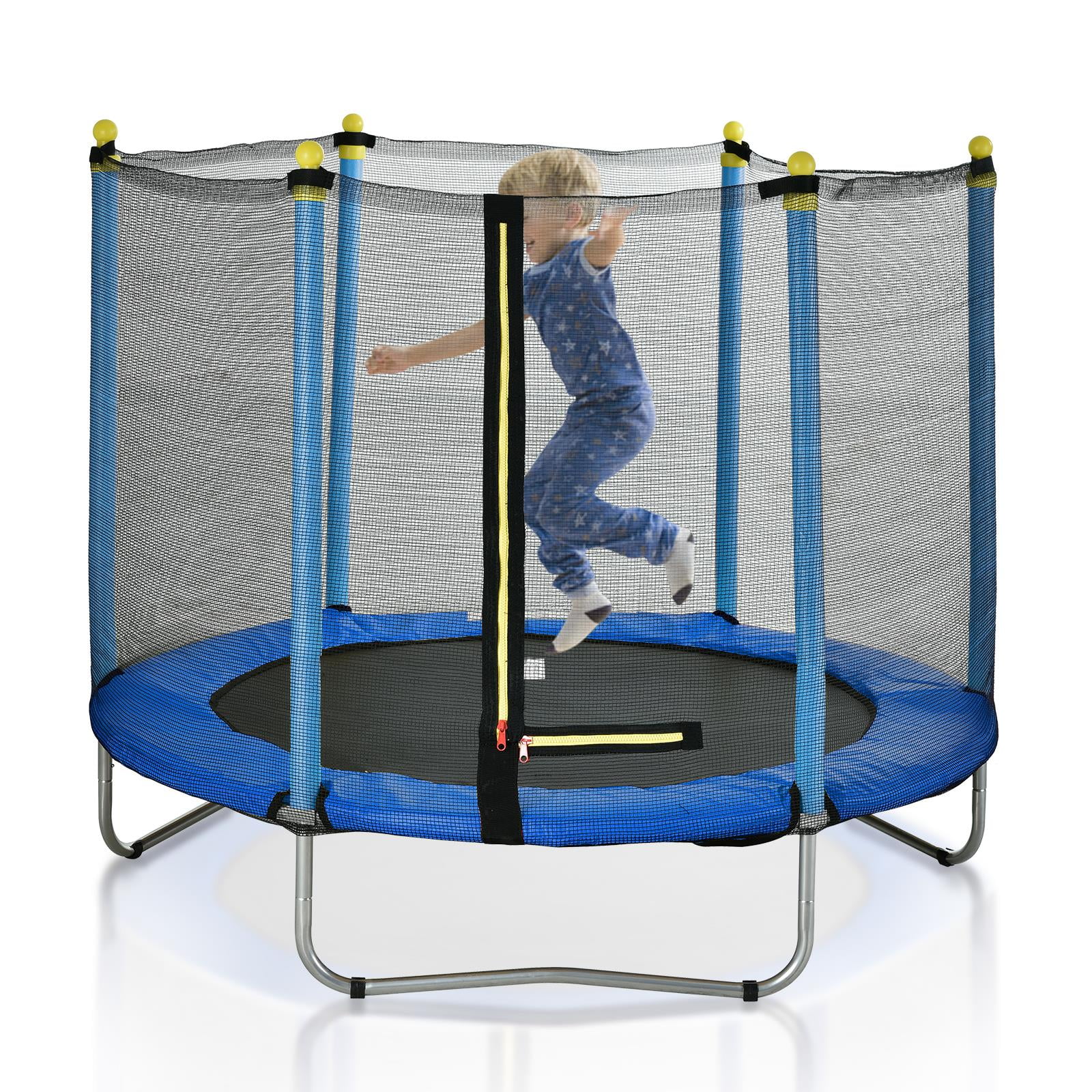 Zimtown My First Small 60 inches Kids Mini Round Trampoline Combo, with Surround Enclosure, Blue