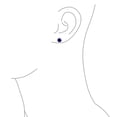 thumbnail image 3 of Bling Jewelry Womens Blue Lapis Bezel Set Round Dome Button Stud Earrings Sterling Silver, 3 of 5
