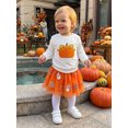 thumbnail image 5 of RUINIXCW Toddler Baby Girl Halloween Outfit Little Baby Girl Fall Winter Clothes Pumpkin Embroidery Long Sleeve Sweatshirt with Tulle Tutu Skirt Set, 5 of 9