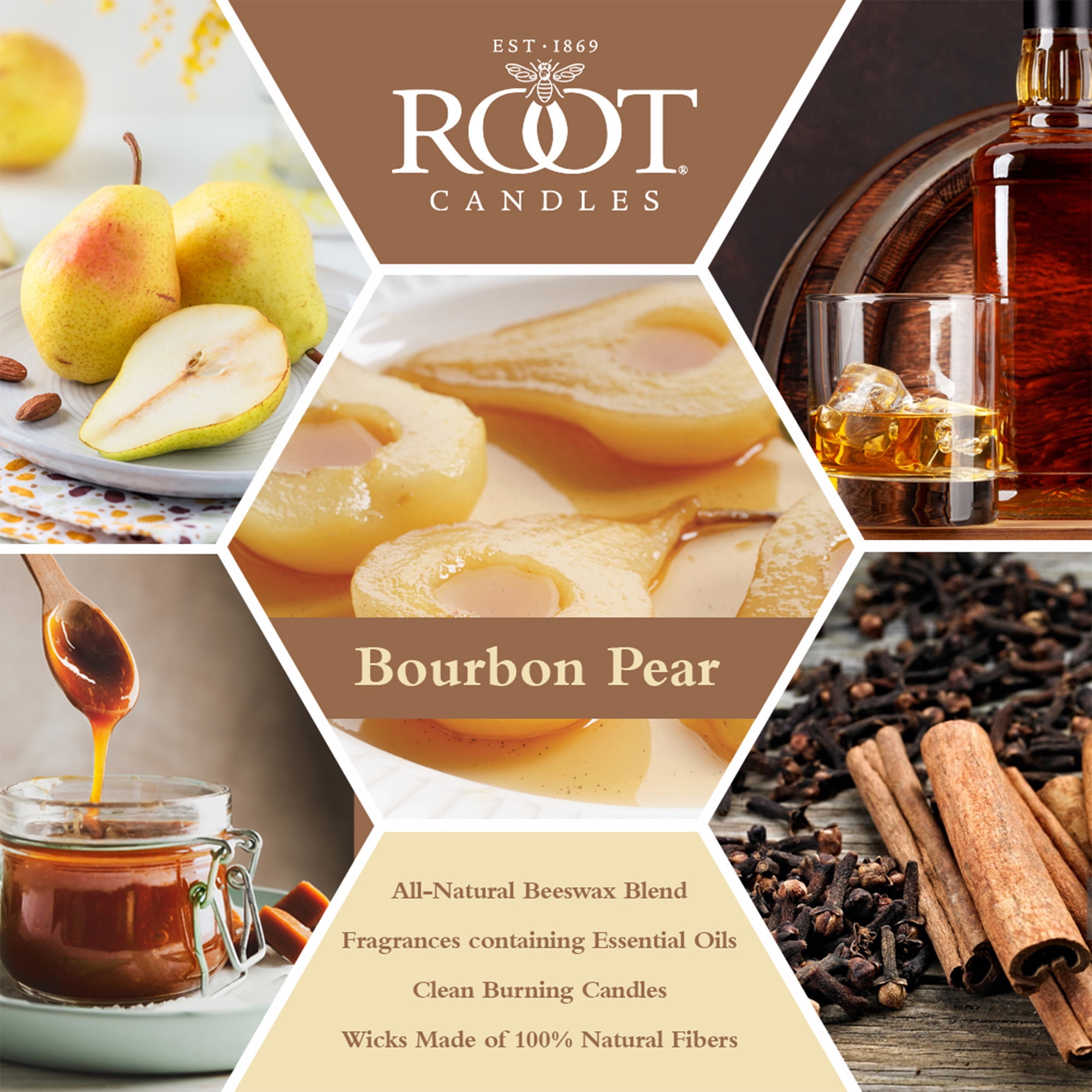 ROOT Candles Bourbon Pear 10.5 oz Large Veriglass Jar