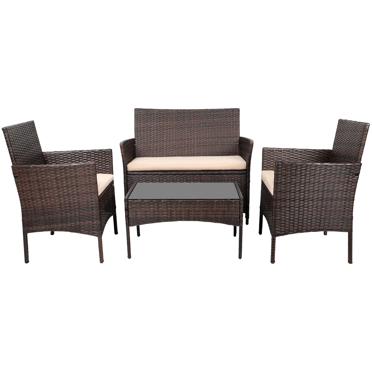 Lacoo 4 Pieces Outdoor Patio Furniture Sets Rattan Chair Wicker Set for Backyard Porch Garden Poolside Balcony - image 5 of 5