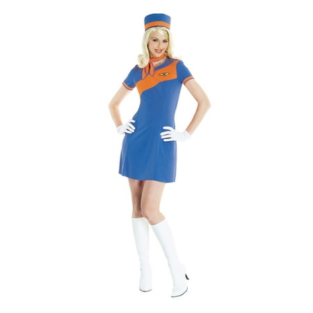 Retro Stewardress Blue and Orange Halloween Costume