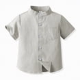 thumbnail image 2 of NIEWTR Toddler Boys Solid Short Sleeve Button Down Shirt with Pocket Casual Comfortable Daily Tops(Khaki,10-11 Years), 2 of 4