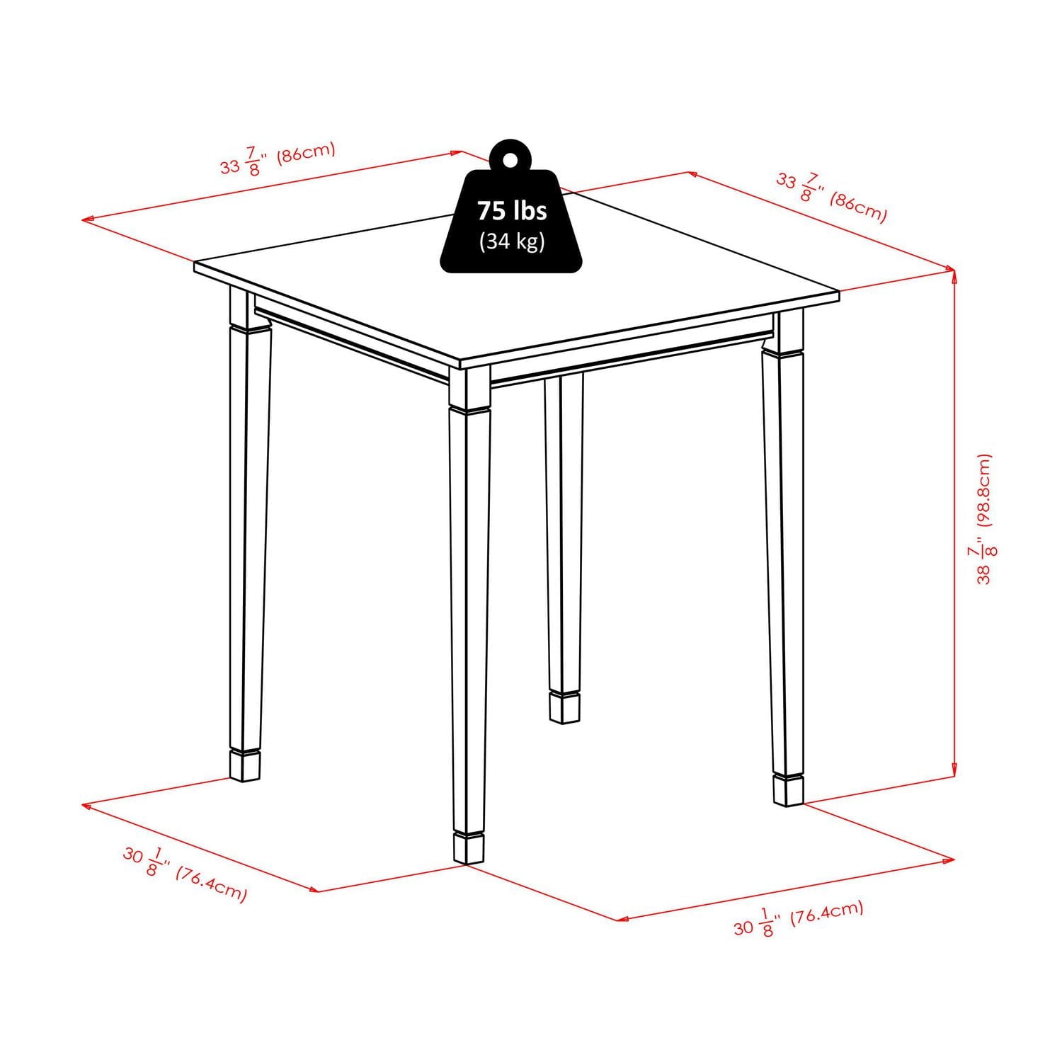 3pc Kingsgate table à manger avec tabourets, produit 94399