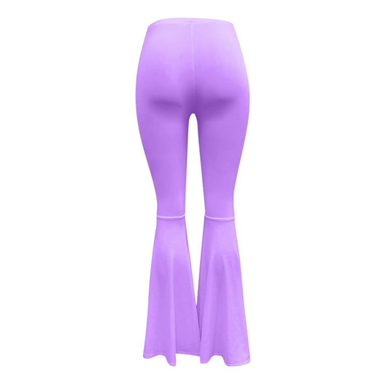 Purple Crushed Velvet Flare Leggings Customizable High Waisted Bell Bottom  Pants 70's Spandex Dark Violet Size S M L XL XXL Short Long -  Canada