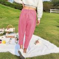 thumbnail image 4 of LWavelet Corduroy Fabric Elastic Cuff Pants Women Comfort Casual Wear Pink L, 4 of 4
