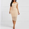 thumbnail image 2 of B91xZ Tenues pour Femmes Formelles Col en V à Volants Fendu Robe de Soirée Longue, Rose TG, 2 of 5