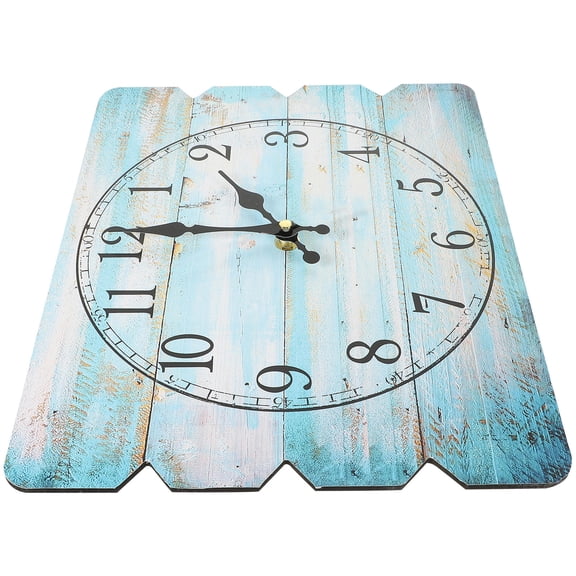 PENIKOKO Vintage Rustic Wooden Wall Clock with Large Clear Numbers, Silent Rectangle Design for Living Room Decor
