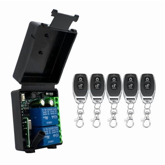 433Mhz Wireless Remote Control Switch AC 85-256V Relay 2 Channels Receiver Module for Garage Doors, Lighting, Curtains