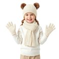 thumbnail image 3 of YUANxueke Winter Hat & Scarf & Gloves Set for Kids, Knitted Pom Pom Beanie, Warm 3-Piece Cold Weather Sets, 3 of 4