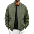 thumbnail image 2 of IhhxPro Men's Bomber Jacket with Pockets Loose Fit Zip-Up Coat Casual Streetwear Cotton Lightweight Spring Fall Outerwear Solid Color Everyday Fashion M-4XL, 2 of 9