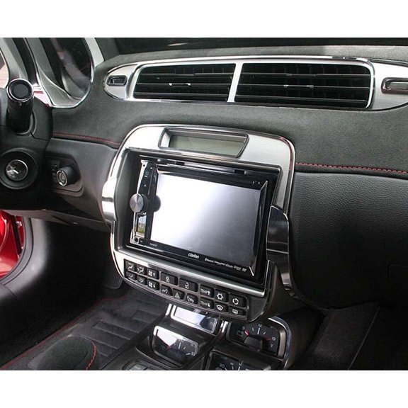 2010-2015 Camaro After Market Radio Trim Plate Brushed Stainless Polished Bezel