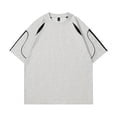 thumbnail image 1 of Blusas y camisas de manga corta y cuello redondo para hombre, blusas casuales de color liso con cuello redondo y mangas cortas para hombre., 1 of 3