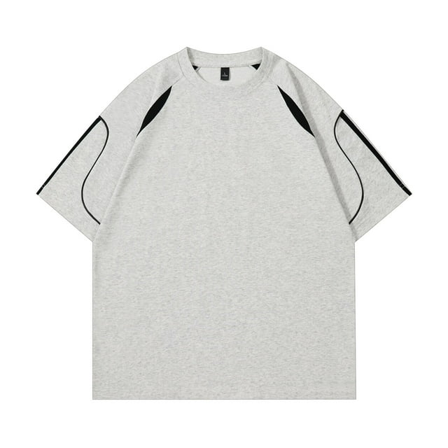 Blusas y camisas de manga corta y cuello redondo para hombre, blusas casuales de color liso con cuello redondo y mangas cortas para hombre.