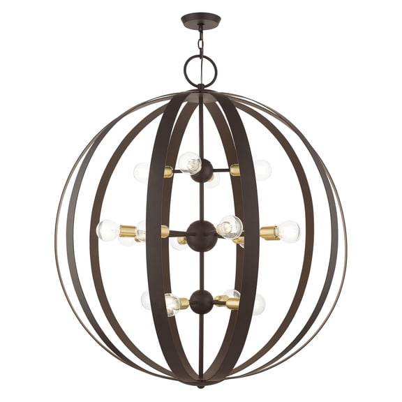 46418-07 Livex Lighting Modesto - 16 Light Foyer in Industrial Style - 42 Inches wide by 50 Inches high-Bronze Finish