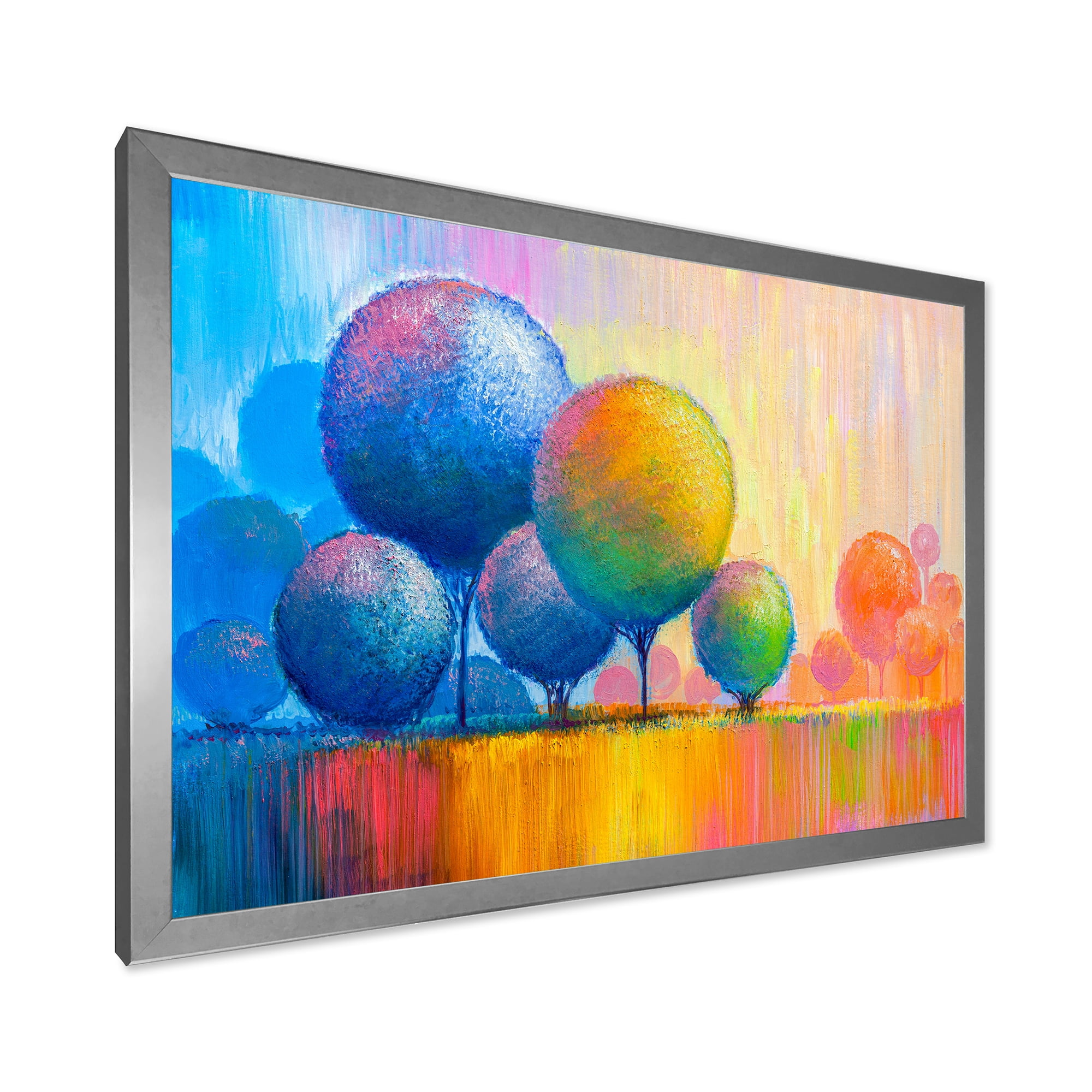 Designart 'Ornamental Colourful Trees VII' Modern Framed Art Print