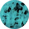 thumbnail image 1 of Ahgly Company Machine Washable Indoor Round Abstract Turquoise Blue Modern Area Rugs, 7' Round, 1 of 4