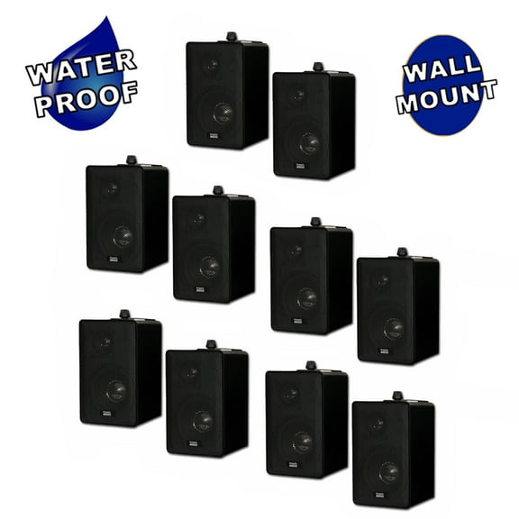 Acoustic Audio 251B Indoor Outdoor 3 Way Speakers 2000 Watt Black 5 Pair Pack 251B-5Pr