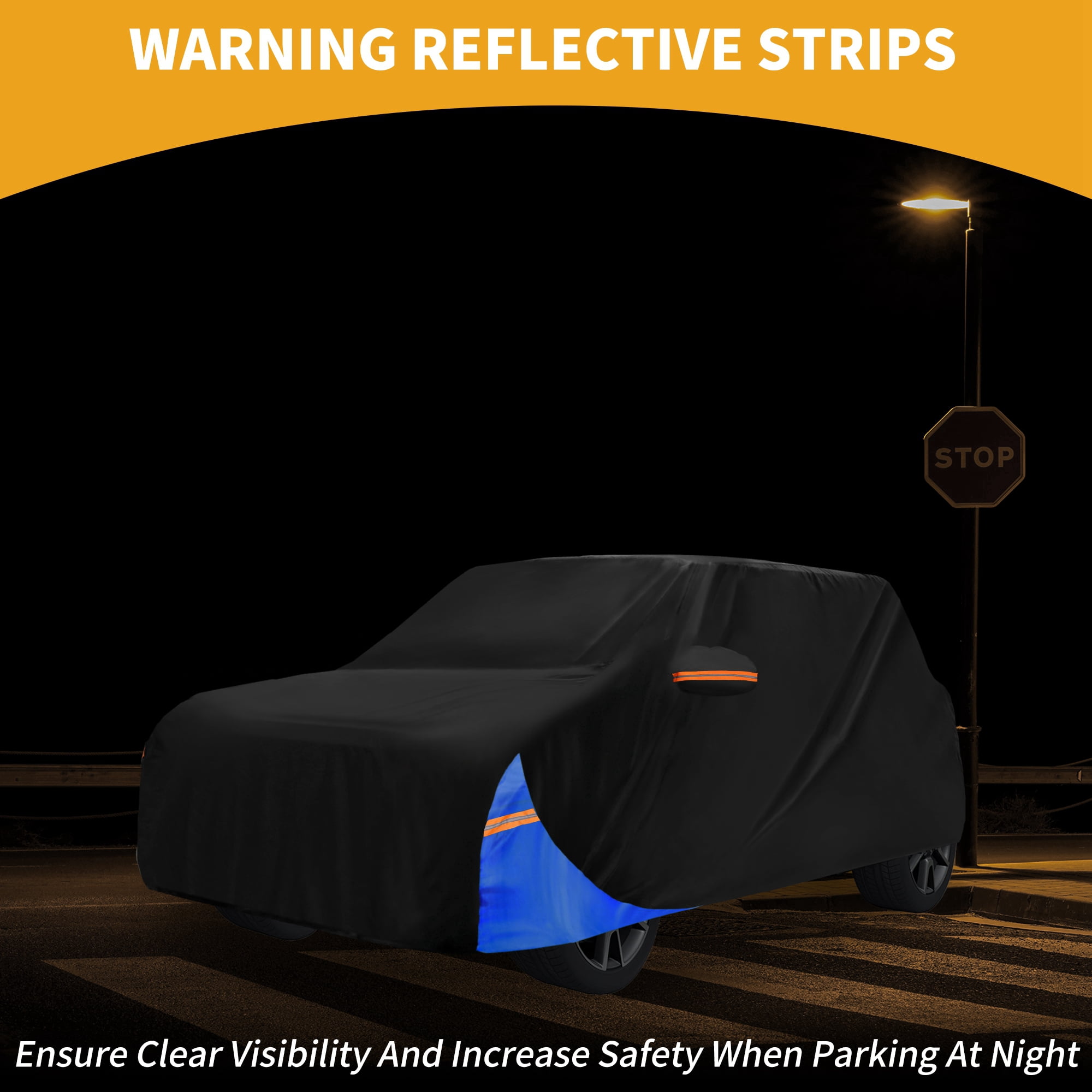Unique Bargains Car Cover for Mini Cooper 4DR 210D-PU Black Blue with Right Zipper