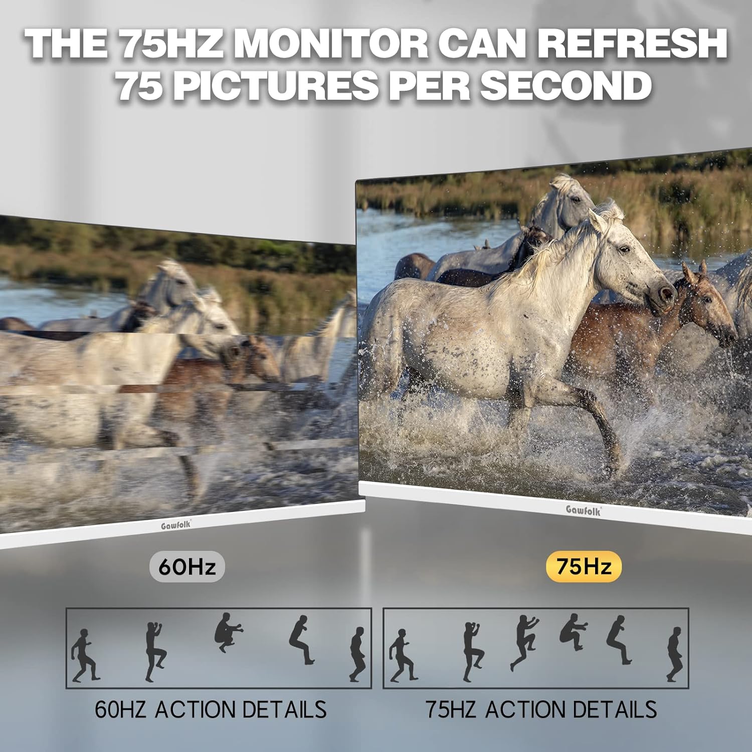 Gawfolk 24-Inch VA Monitor, 75Hz, Full HD, White photo 3
