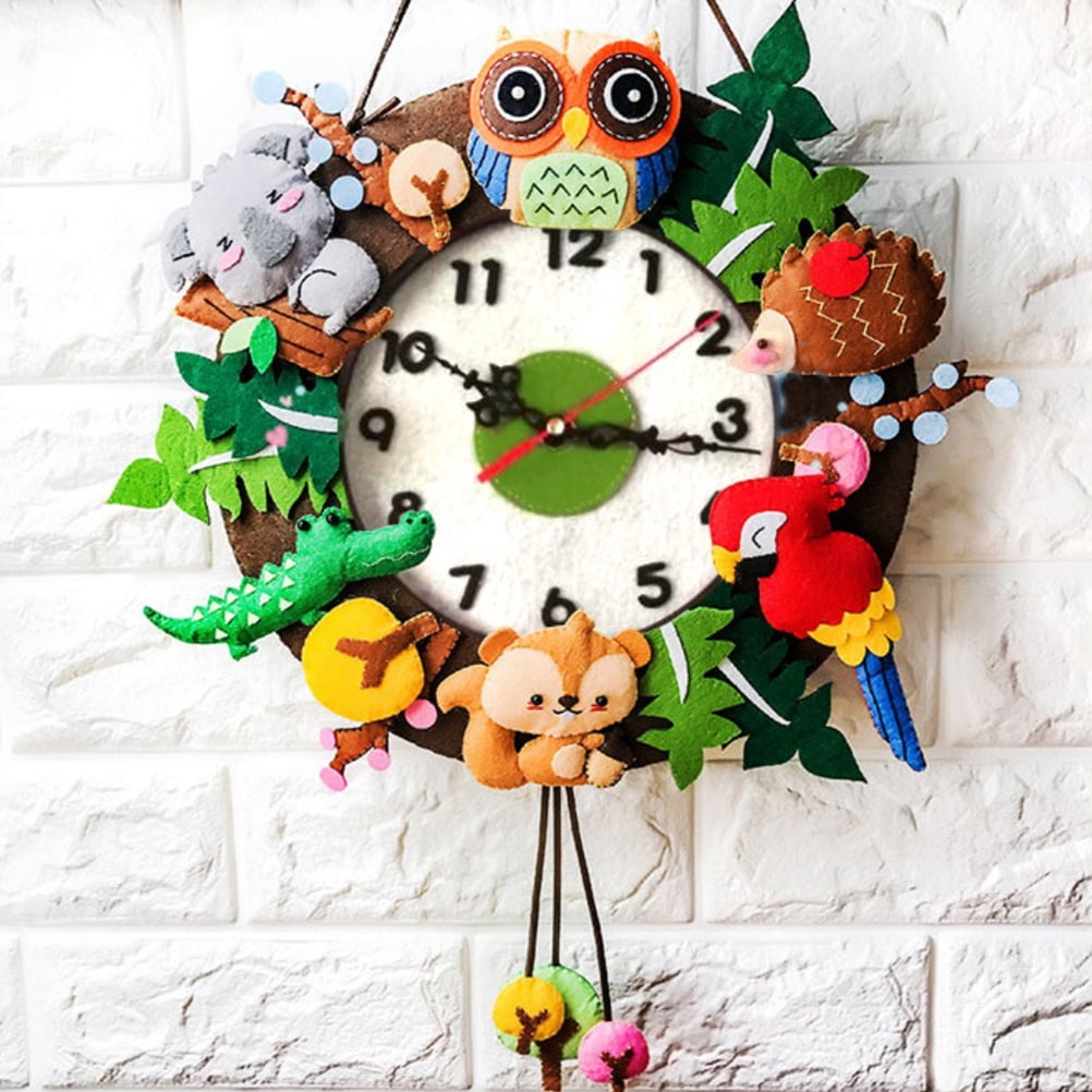 Fun Forest Wall Clock for Kids , DIY Toys with Animals & Theme
