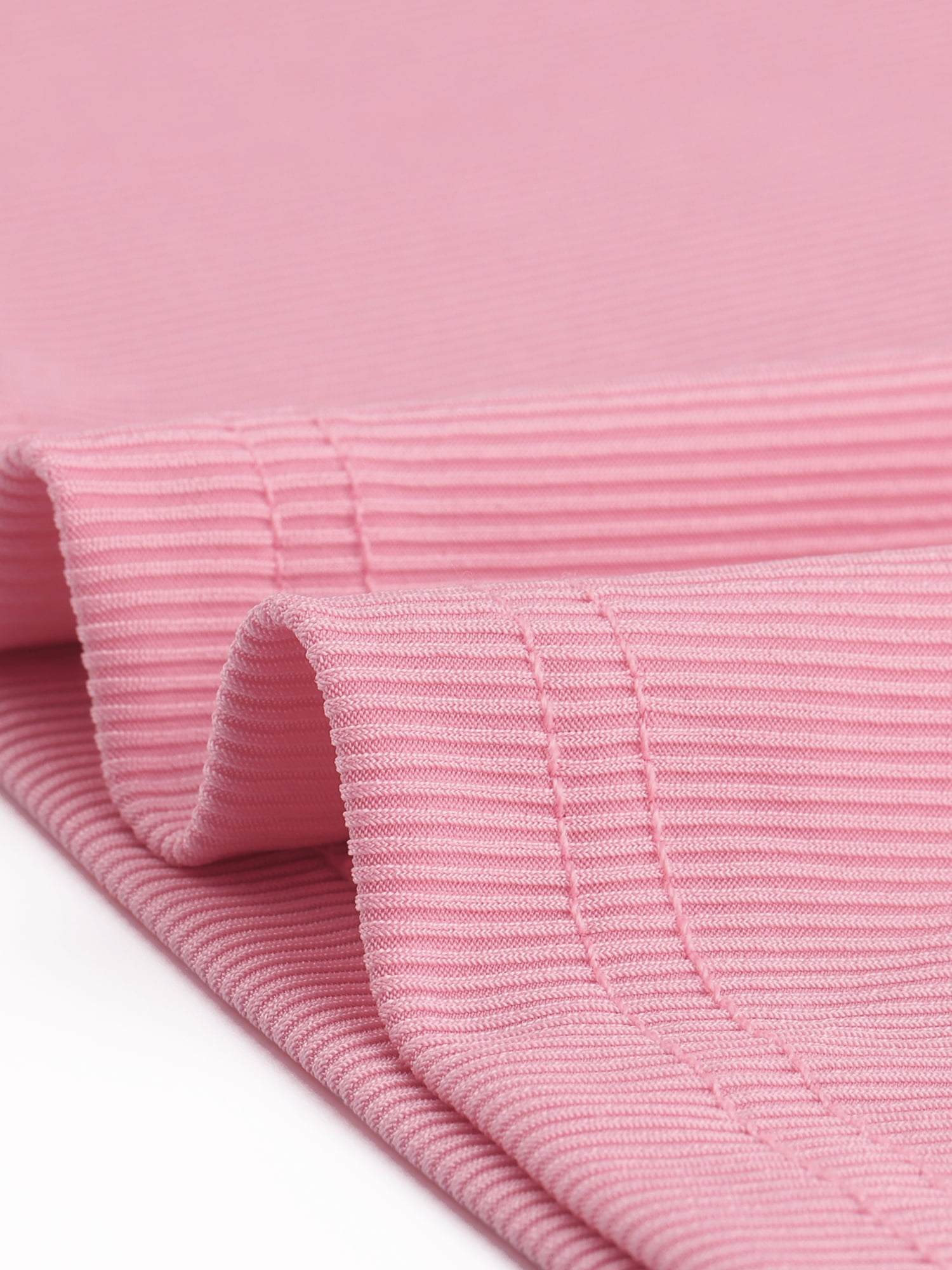 Unique Bargains Women Plus Size Ribbed Knit Cut-Out Twist Short Sleeve Tee Shirt 4X Pink